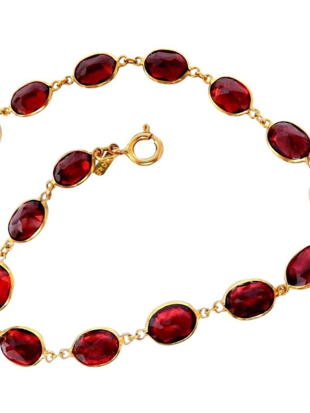 8ct Natural Garnet Yard Station Bracelet 14kt 11689*